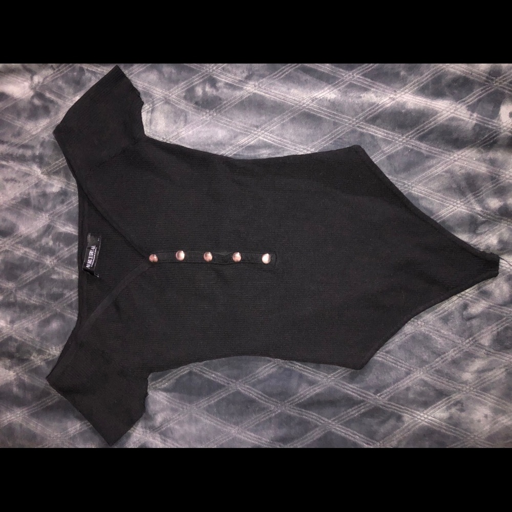 Black Shoulderless Body Suit